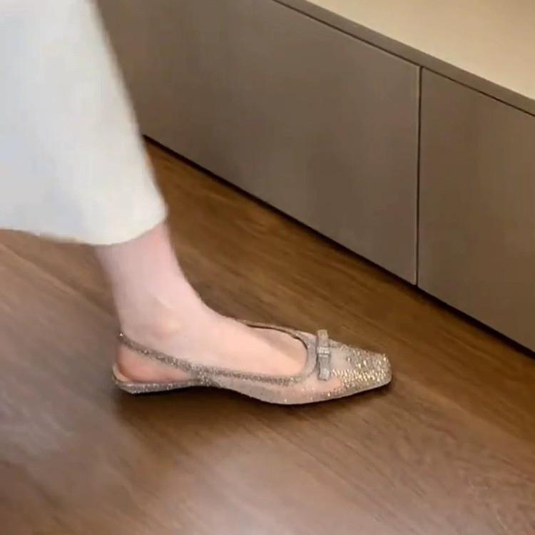 글리터 라인스톤 보우 슬링백 플랫 여성 스퀘어 토 얇은 - Mule Slip On 리뷰 및 가격