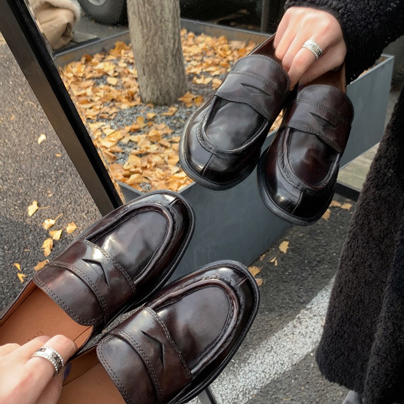 고품질 소가죽 신발 여성 봄 신상 레트로 굽 높은 원페 - Women'S Shoes Quality 리뷰 및 가격