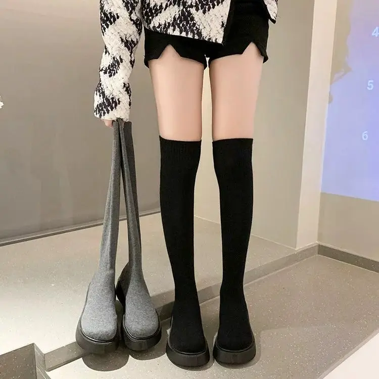 여성용 두꺼운 밑창의 무릎까지 오는 신축성 있는 부츠, - Sock Boot Women 리뷰 및 가격