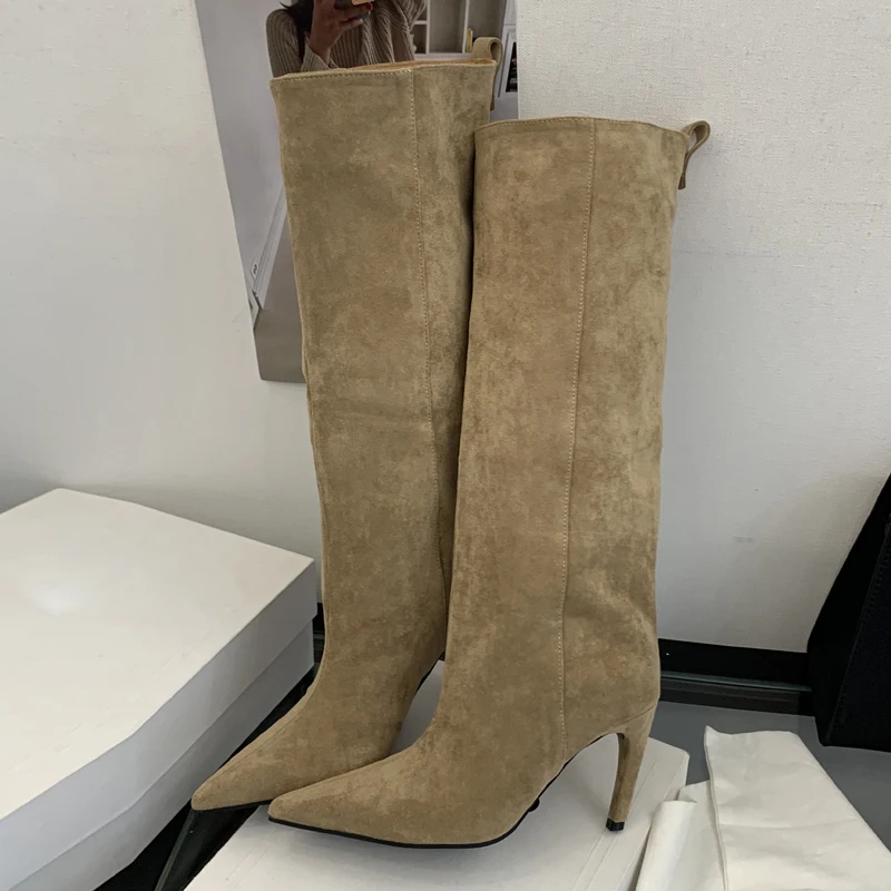 Eilyken 섹시한 얇은 하이힐 포인티드 토 니하이  - Knee High Boots Women 리뷰 및 가격