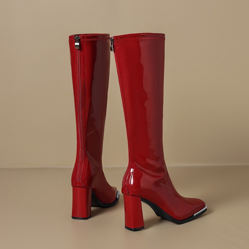 무릎 높이 부츠 가을 신상 스퀘어 토 메탈 헤드 가드  - Knee High Boots Women 리뷰 및 가격